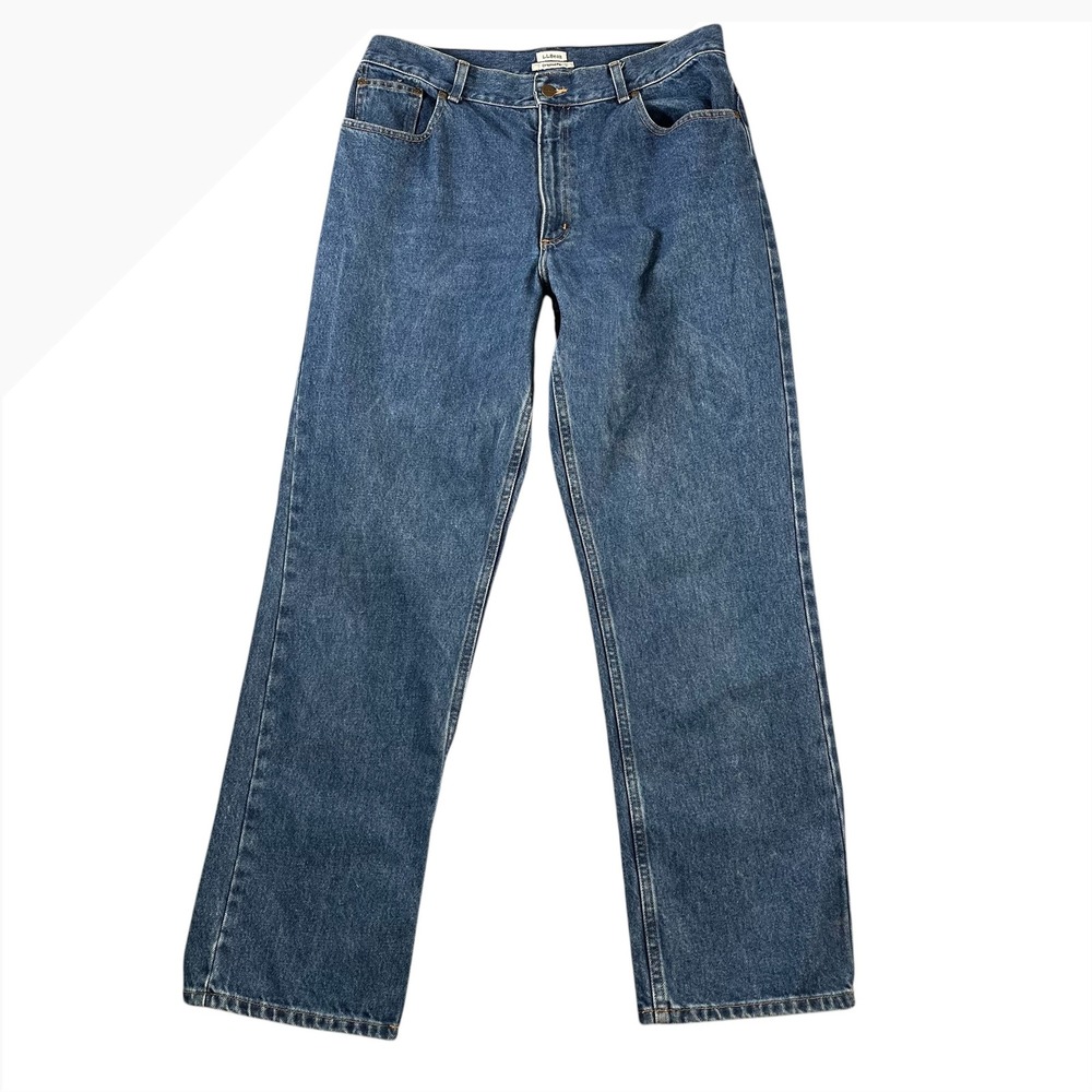 LL Bean Original Fit Jeans Womens 16 MT Blue Denim Straight Leg 100% Cotton